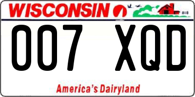 WI license plate 007XQD