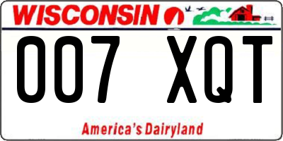 WI license plate 007XQT