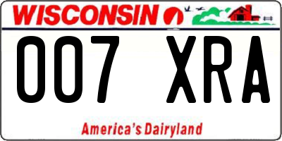 WI license plate 007XRA