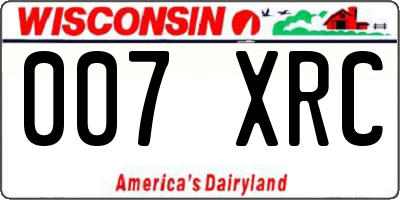 WI license plate 007XRC
