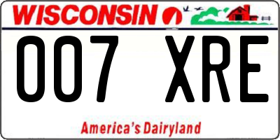 WI license plate 007XRE