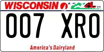 WI license plate 007XRO