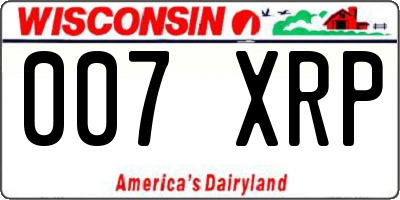 WI license plate 007XRP