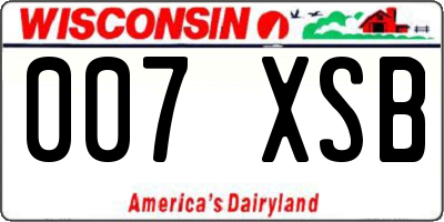WI license plate 007XSB