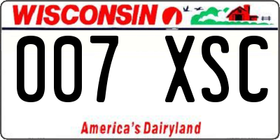 WI license plate 007XSC