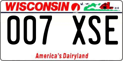 WI license plate 007XSE