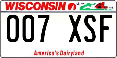 WI license plate 007XSF