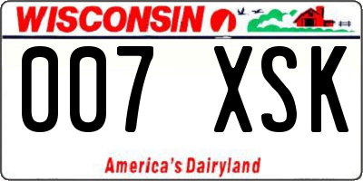 WI license plate 007XSK