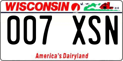WI license plate 007XSN