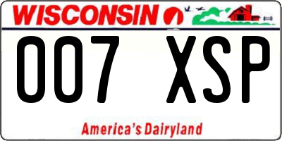 WI license plate 007XSP