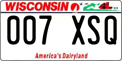 WI license plate 007XSQ