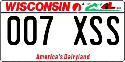 WI license plate 007XSS