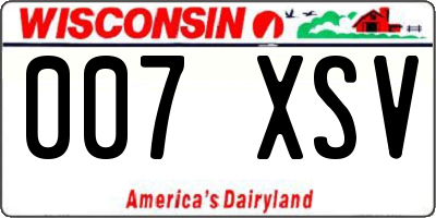 WI license plate 007XSV