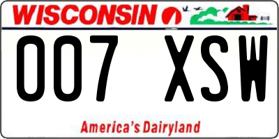 WI license plate 007XSW