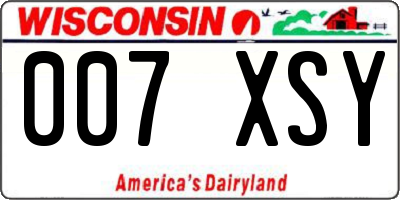 WI license plate 007XSY