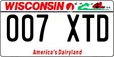 WI license plate 007XTD