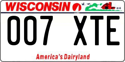 WI license plate 007XTE