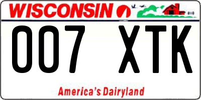 WI license plate 007XTK