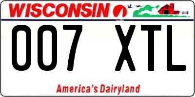 WI license plate 007XTL