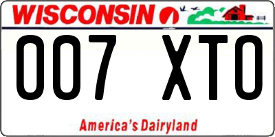 WI license plate 007XTO