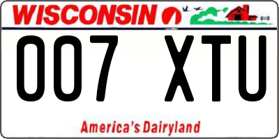 WI license plate 007XTU