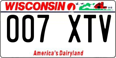 WI license plate 007XTV
