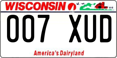 WI license plate 007XUD