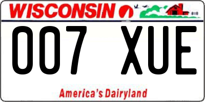 WI license plate 007XUE