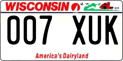 WI license plate 007XUK