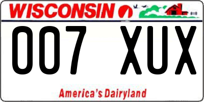 WI license plate 007XUX