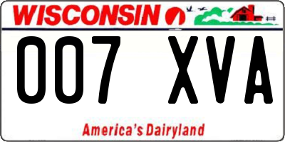 WI license plate 007XVA