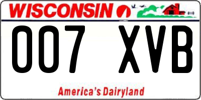 WI license plate 007XVB