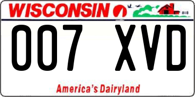 WI license plate 007XVD