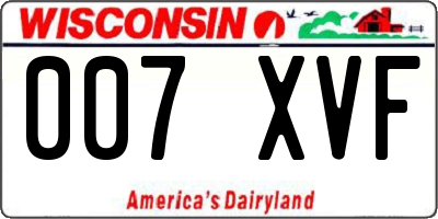 WI license plate 007XVF