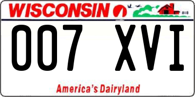 WI license plate 007XVI
