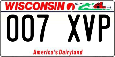 WI license plate 007XVP