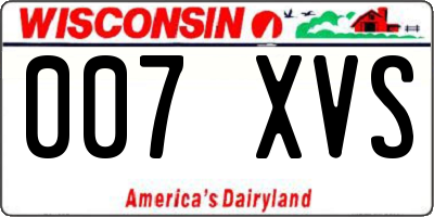 WI license plate 007XVS