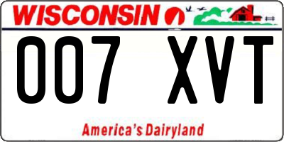 WI license plate 007XVT