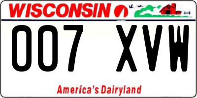 WI license plate 007XVW