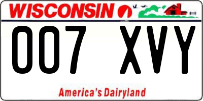 WI license plate 007XVY