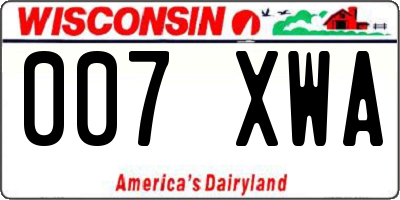 WI license plate 007XWA