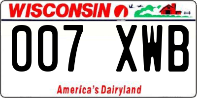 WI license plate 007XWB