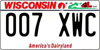 WI license plate 007XWC