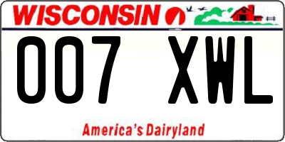 WI license plate 007XWL