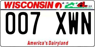 WI license plate 007XWN