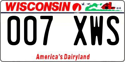 WI license plate 007XWS
