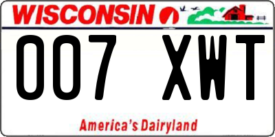 WI license plate 007XWT