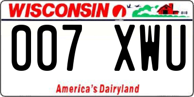 WI license plate 007XWU