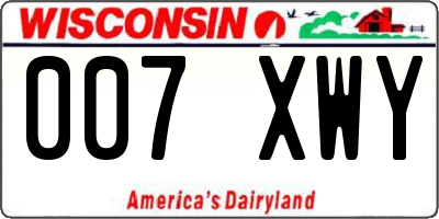 WI license plate 007XWY