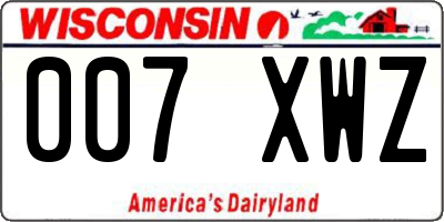 WI license plate 007XWZ